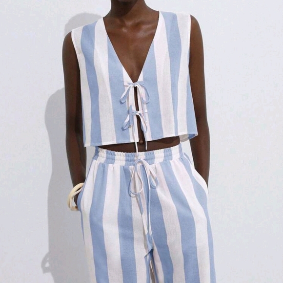 French Fashion Generous Vacation Beach Refreshing Contrast, 2 Pieces Set - Picture 3 of 4